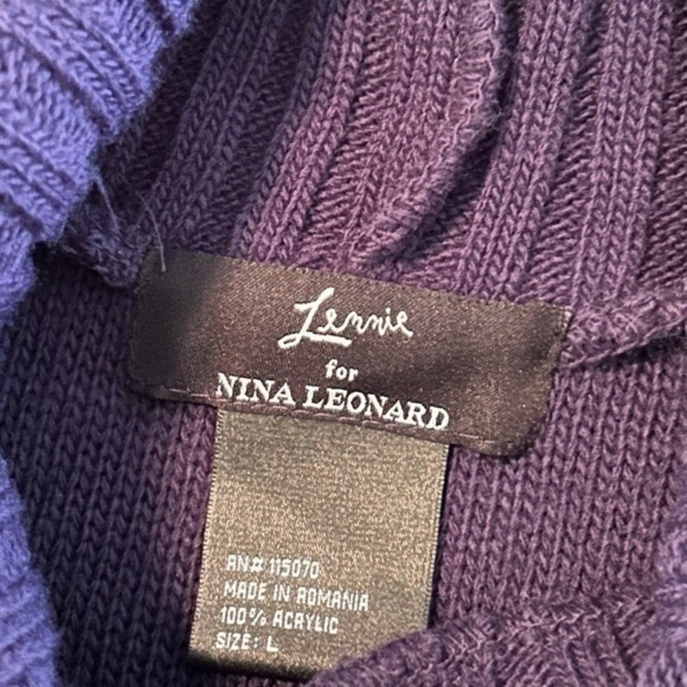 Purple Cable Knit Turtleneck Sweater Dress Large Bodycon Stretchy Fitted Sexy - Picture 2 of 8